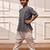 Boy's grey cotton yoga kurta harem pants set - comfortable band collar short kurta - kids sizes 22-30