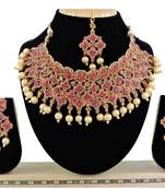 Pink designer function wear ad necklace set
