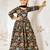 Girl's traditional black cotton anarkali pyjama set with dupatta floral print for festival wedding wear (22-30)