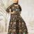 Girl's traditional black cotton anarkali pyjama set with dupatta floral print for festival wedding wear (22-30)