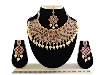 Multicolor designer function wear ad necklace set 1