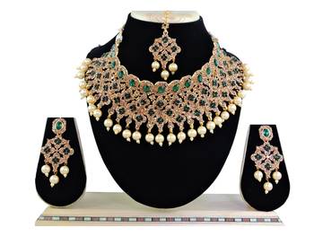 Green designer function wear ad necklace set 1