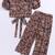 Girl's summer cotton clothing set - red kalamkari block print crop top with wide leg pants for casual wear (size 22-30)