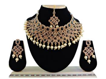 Black designer function wear ad necklace set 1