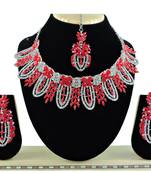 Red designer function wear ad necklace set