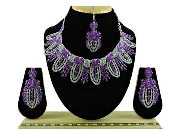 Purple designer function wear ad necklace set 1