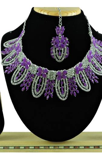 Purple designer function wear ad necklace set