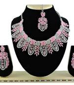 Pink designer function wear ad necklace set