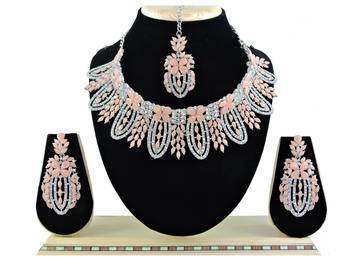 Orange designer function wear ad necklace set 1