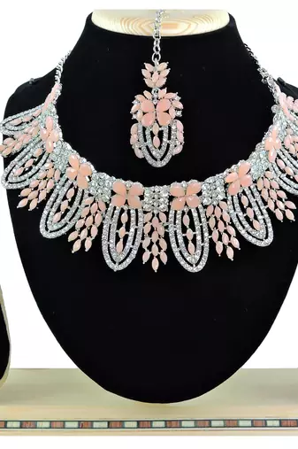 Orange designer function wear ad necklace set