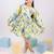 Girl's blue floral cotton dress - summer casual wear with v-neck & bishop sleeves (ages 2-8)