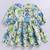 Girl's blue floral cotton dress - summer casual wear with v-neck & bishop sleeves (ages 2-8)