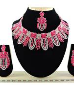 Red designer function wear ad necklace set