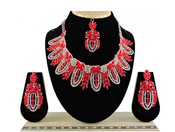 Red designer function wear ad necklace set 1