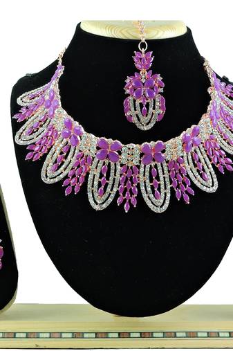 Purple designer function wear ad necklace set