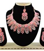 Pink designer function wear ad necklace set