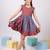 Girl's red kantha work cotton dress - traditional embroidered summer dress with floral print (ages 2-8)