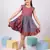 Girl's red kantha work cotton dress - traditional embroidered summer dress with floral print (ages 2-8)