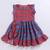 Girl's red kantha work cotton dress - traditional embroidered summer dress with floral print (ages 2-8)
