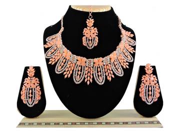 Orange designer function wear ad necklace set 1