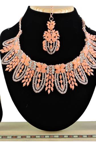 Orange designer function wear ad necklace set