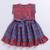 Girl's red kantha work cotton dress - traditional embroidered summer dress with floral print (ages 2-8)