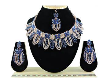 Blue designer function wear ad necklace set 1