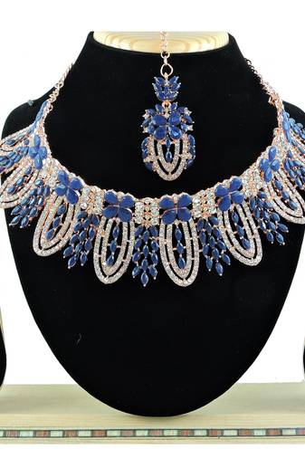 Blue designer function wear ad necklace set