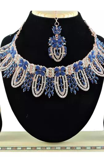 Blue designer function wear ad necklace set