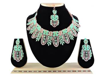 Green designer function wear ad necklace set 1