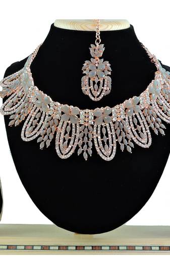 Grey designer function wear ad necklace set