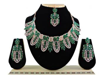 Green designer function wear ad necklace set 1