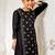 Girl's black silk kurta - ethnic motif foil print traditional raksha bandhan wedding diwali festive wear (22-30)