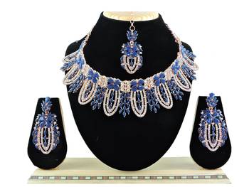 Blue designer function wear ad necklace set 1