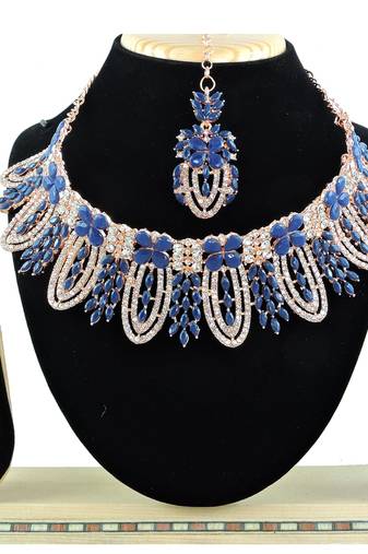 Blue designer function wear ad necklace set