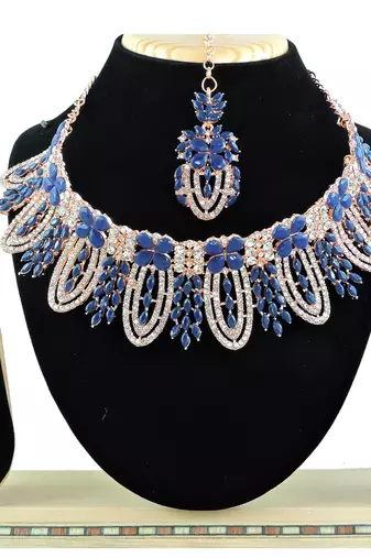 Blue designer function wear ad necklace set