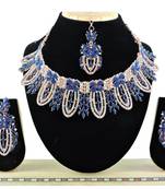 Blue designer function wear ad necklace set