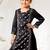 Girl's black silk kurta - ethnic motif foil print traditional raksha bandhan wedding diwali festive wear (22-30)