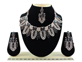 Black designer function wear ad necklace set 1
