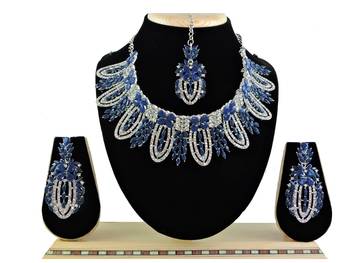 Blue designer function wear ad necklace set 1