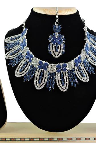 Blue designer function wear ad necklace set