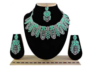 Green designer function wear ad necklace set 1