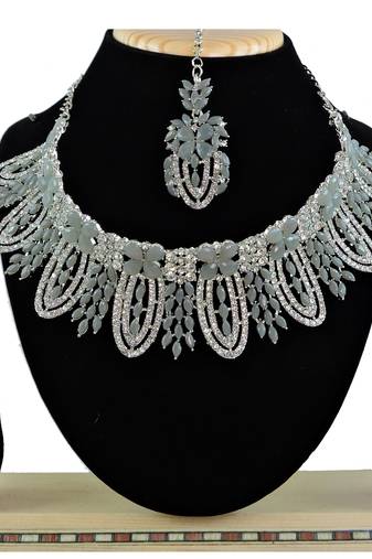 Grey designer function wear ad necklace set