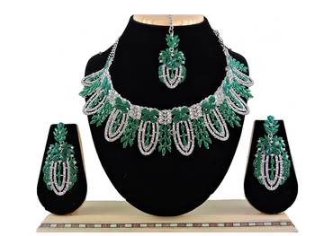 Green designer function wear ad necklace set 1