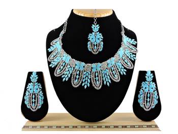 Turquoise designer function wear ad necklace set 1