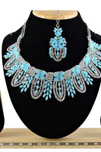 Turquoise designer function wear ad necklace set