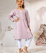 Girl's aqua floral print kurta legging set - traditional raksha bandhan ethnic wear summer collection (22-30)