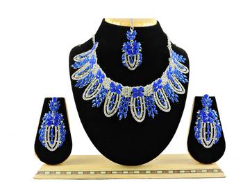 Blue designer function wear ad necklace set 1