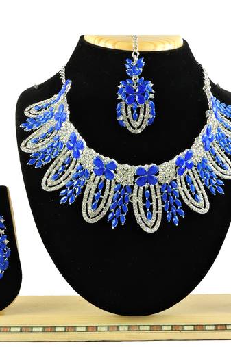Blue designer function wear ad necklace set