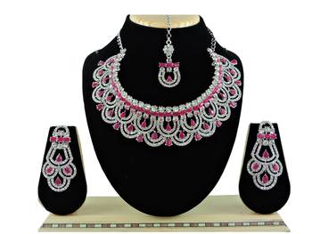 Red designer function wear ad necklace set 1